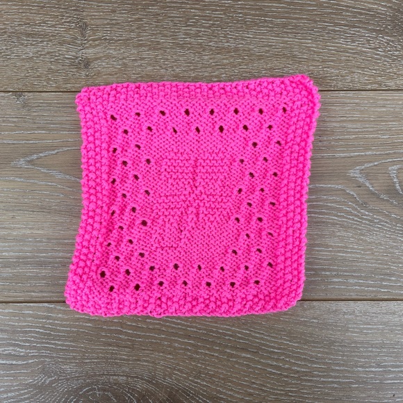 Set of 3 Handmade Bright Pink Dishcloths - Picture 3 of 8